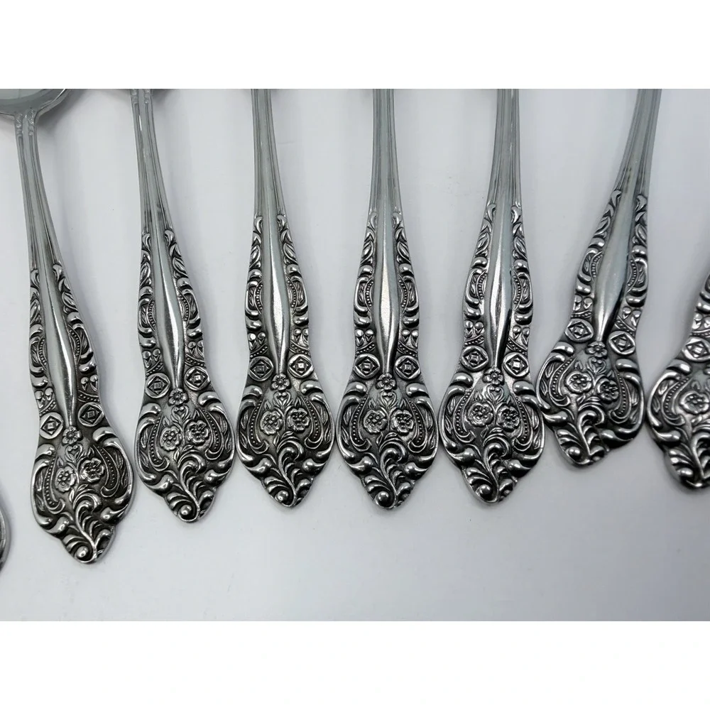 Stanley Roberts DYNASTY Stainless 5 Petal Flower Set of 8 Teaspoons Japan